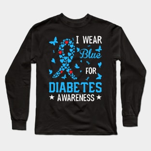 I Wear Blue For Diabetes Awareness Long Sleeve T-Shirt